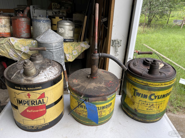 3- vintage oil cans